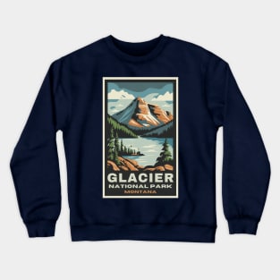 A Vintage Travel Art of the Glacier National Park - Montana - US Crewneck Sweatshirt